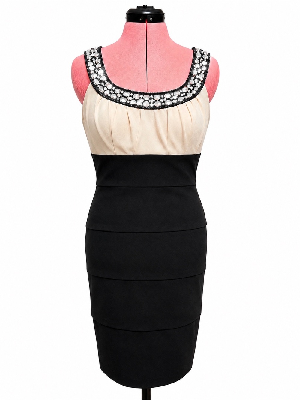 Bisou Bisou Embellished Colorblock Cocktail Dress